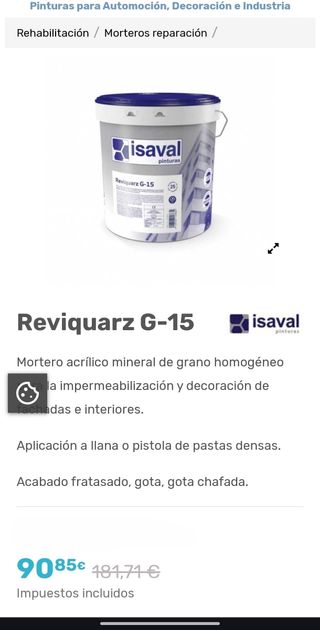 Mortero acrílico, acabado SATE