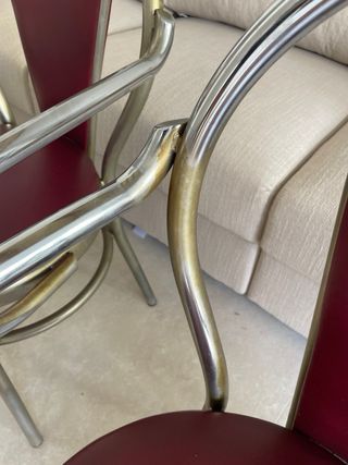 silla retro estilo Thonet granate metal vintage 4