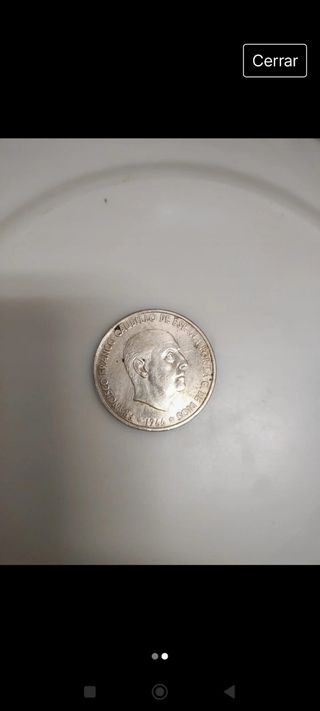 Moneda de 1966 de 100 pesetas de plata