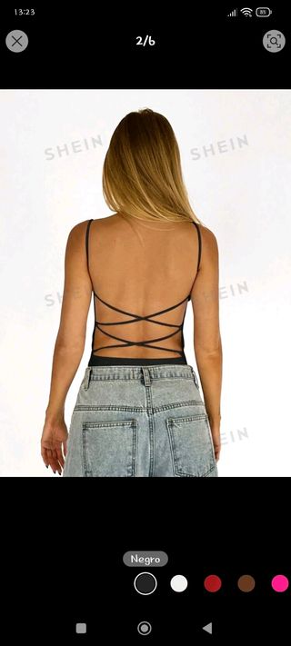 Camiseta negra espalda de tiras