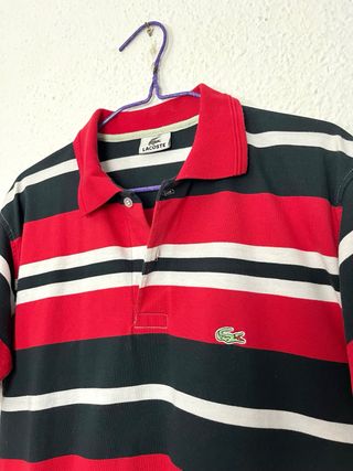 Polo Lacoste mujer talla M rojo negro blanco