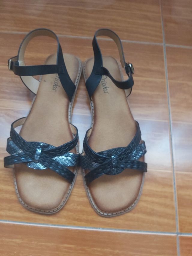 Sandalias piel azul