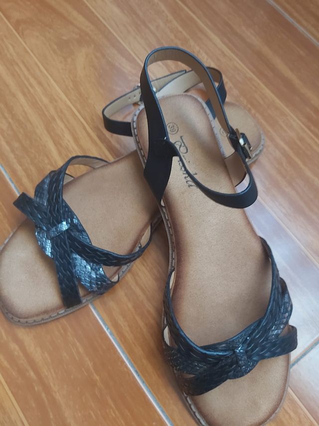 Sandalias piel azul