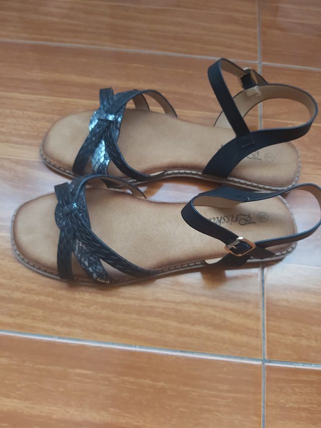 Sandalias piel azul