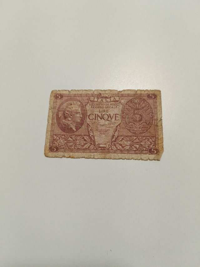 Biglietto 5 lire anni 40