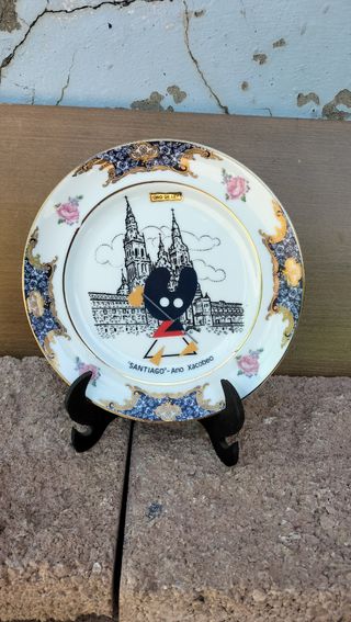 Plato porcelana año xacobeo oro de ley 