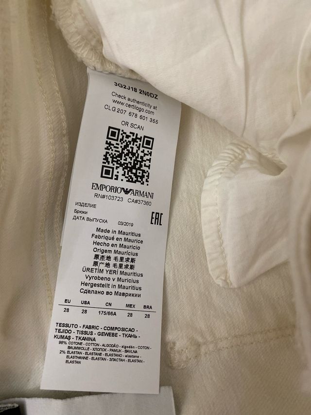 Pantalón Armani blancos mujer talla 28