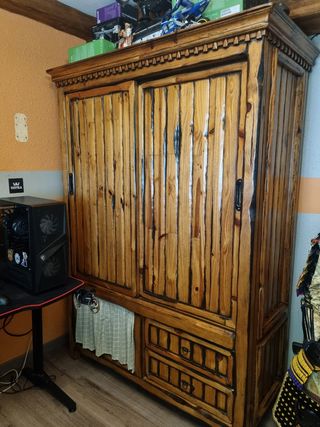 Cama rústica alta, regalo armario