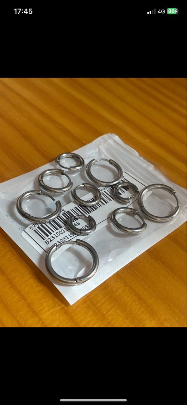 5 pares de pendientes aro