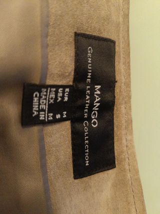 Minifalda piel color visón Mango T.M