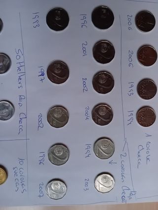 Monedas antiguas de Rep. Checa y Suecia