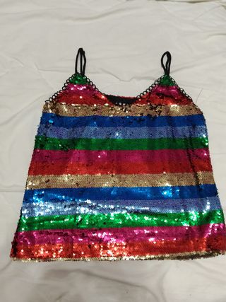 Camiseta de tirantes lentejuelas oversize