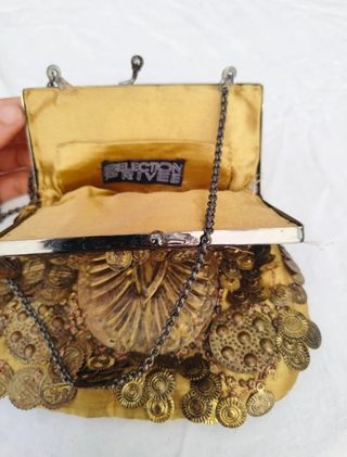 Bolso étnico dorado monedas privee