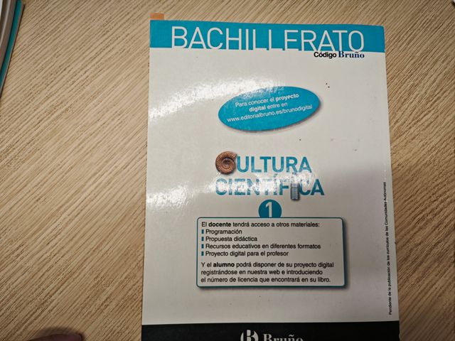 CULTURA CIENTIFIFICA BRUÑO 1 BACHILLERATO PROFESOR
