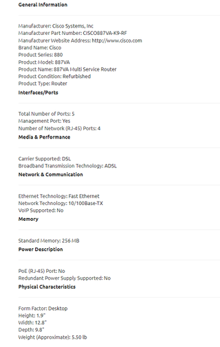 (*GANGA*) Router Cisco 887
