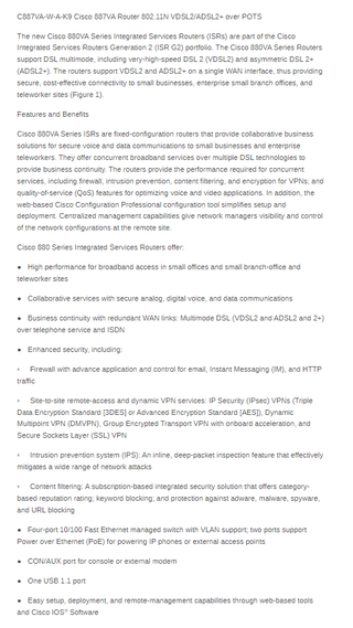 (*GANGA*) Router Cisco 887