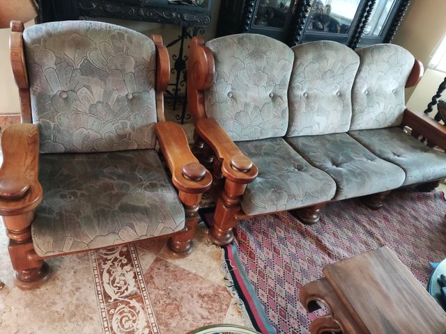 Tresillo, Sofá y Sillón madera de roble maciza