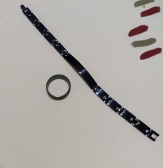 Pack de Pulsera y anillo de hombre acero