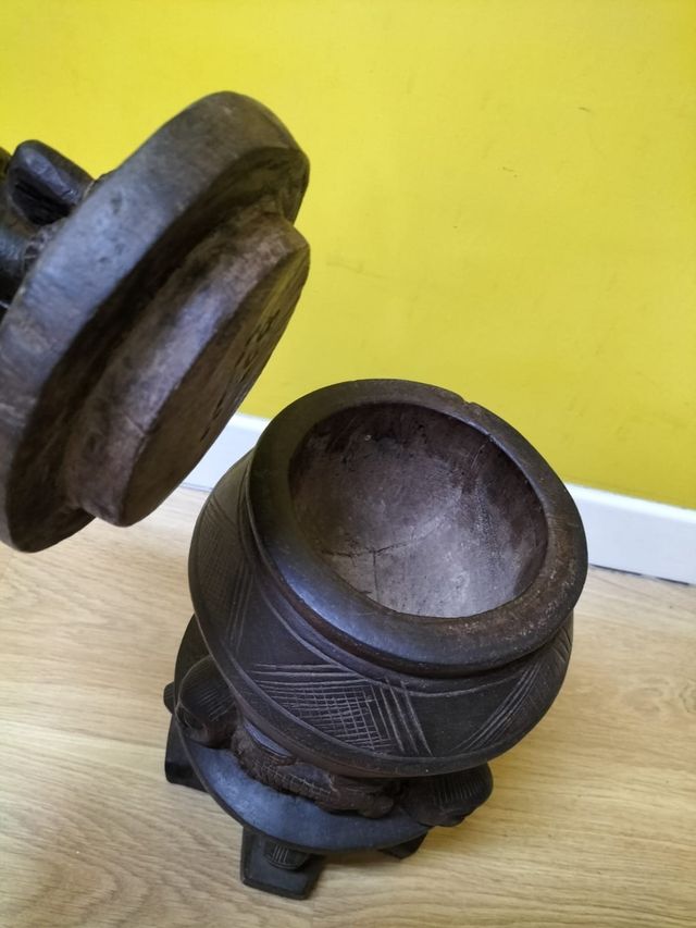 AUTENTICO SENUFO URNA LEGNO PER CENERI DEL DEFUNTO