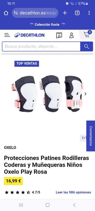 Protecciones patines talla 2XS color azul