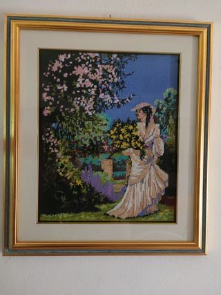 Quadro Dama ricamato.