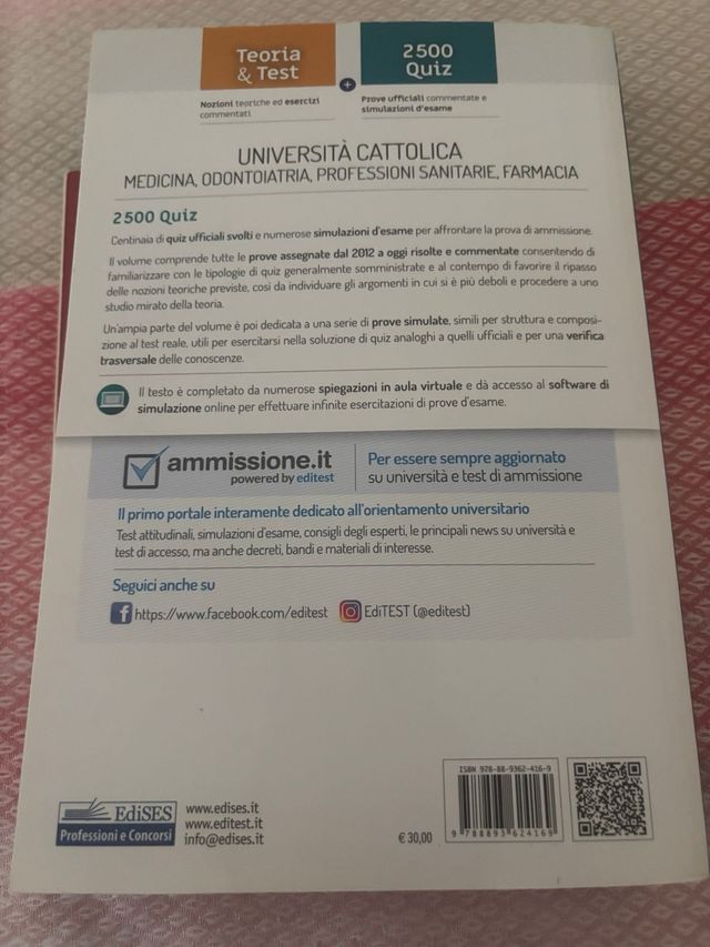 Libro editest per test medicina universita cattoli