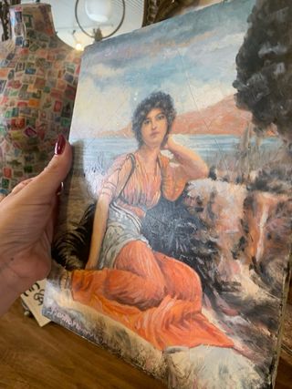 Mattonella dipinta a mano primi 900