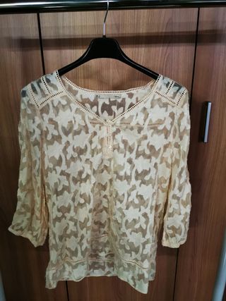 Blusa beige transparente