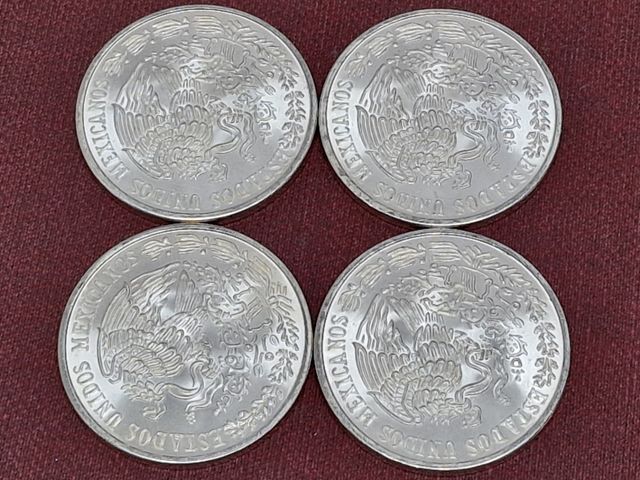 Lote 4 monedas 100 pesos Mexico 1977 Plata