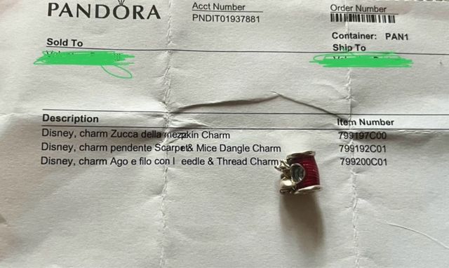 Pandora Disney cenerentola charm ago e filo topoli