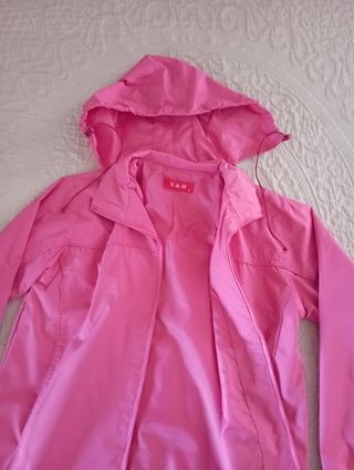Chubasquero impermeable talla L, rosa fuerte