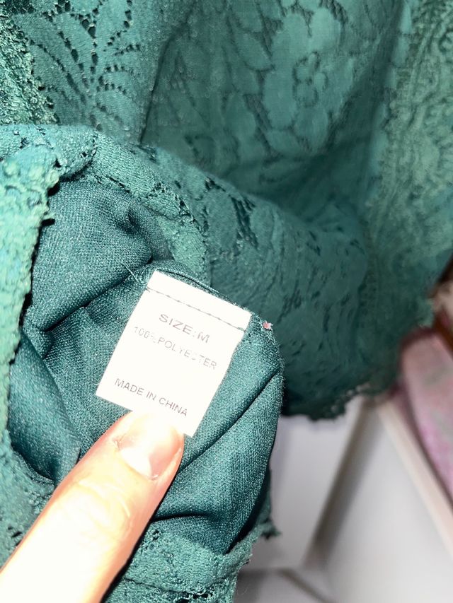 Elegante blusa verde donna merletto