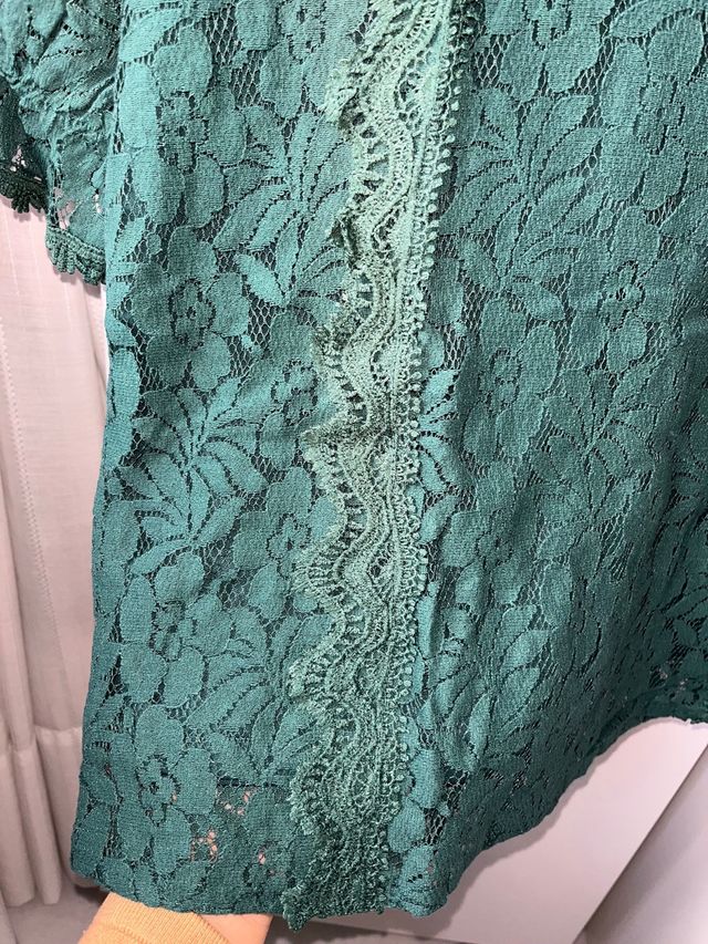 Elegante blusa verde donna merletto