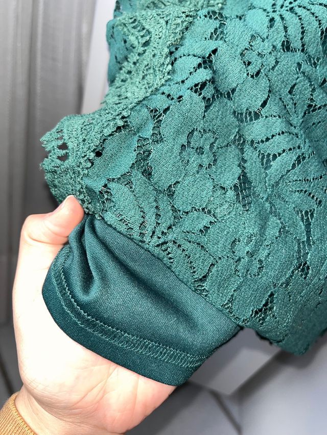 Elegante blusa verde donna merletto