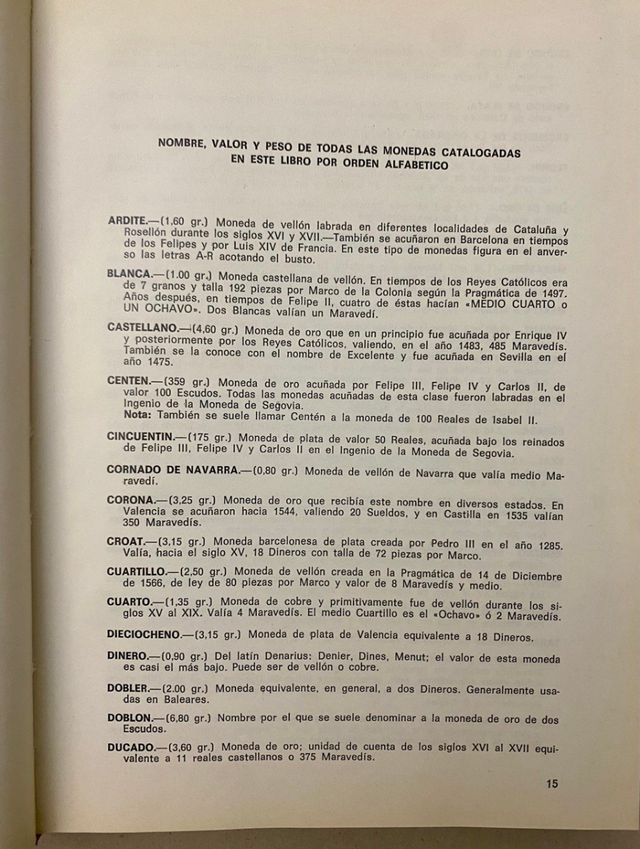Las monedas españolas.  Numismatica.