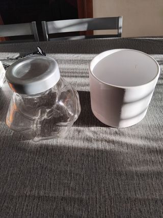 Vaso  +portabiscotti  in vetro 