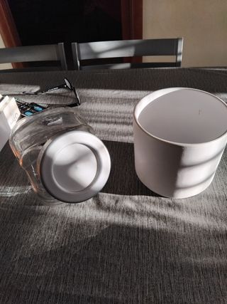 Vaso  +portabiscotti  in vetro 