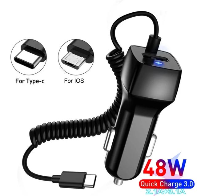 CARGADOR USB MECHERO IPHONE SAMSUNG 8PIN USB TYPEc