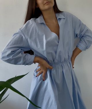 Vestido camisa Zara con etiqueta
