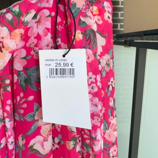 Vestido rosa flores largo desigual 100% nuevo