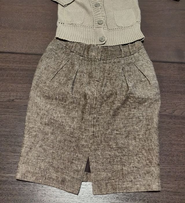 Saia forrada estilo retro em linho