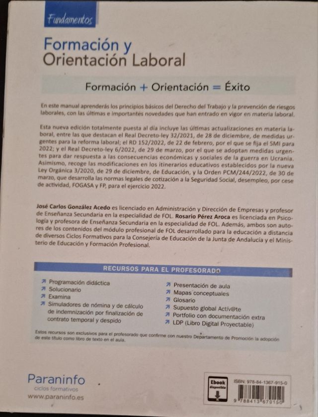 Formación y orientación laboral. Fundamentos 3.ª edición 2022