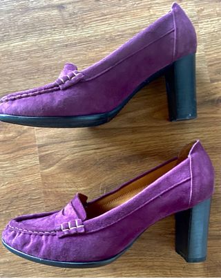 Zapatos tacón berenjena.Tommy Hilfiger.41.Un us