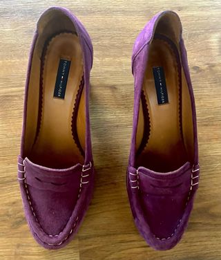 Zapatos tacón berenjena.Tommy Hilfiger.41.Un us