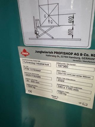 carretilla JUNGHEINRICH PTM 1.01 SCISSOR
