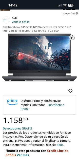 Ordenador portátil G15 5530 512GBFHD Nuevo
