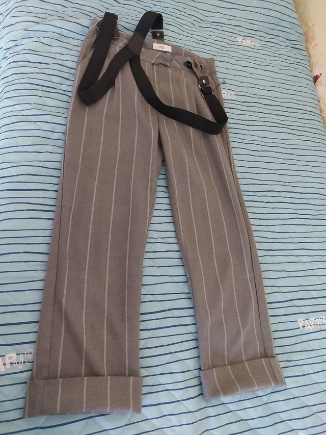 Pantalone Gessato grigio, gamba 3/4 Bimba, Y-clu