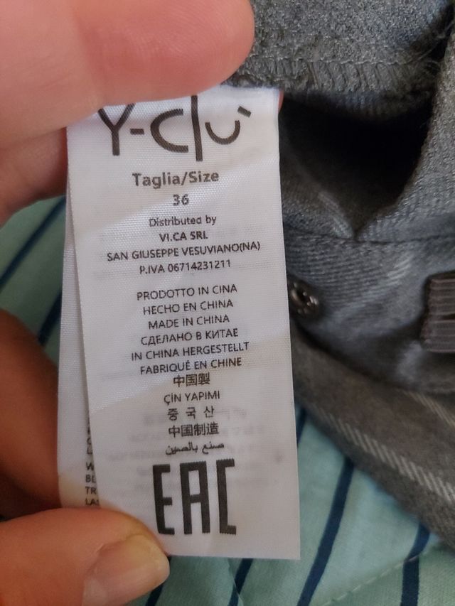 Pantalone Gessato grigio, gamba 3/4 Bimba, Y-clu