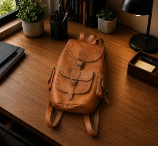 mochila de señora cuero natural