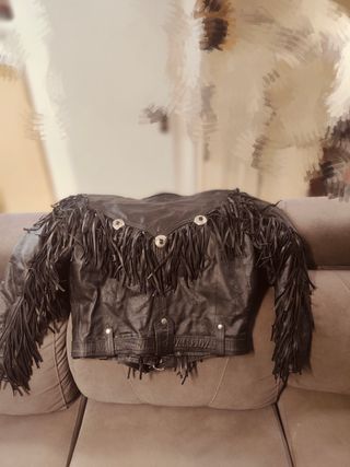 Chaqueta de cuero biker Hombre con flecos